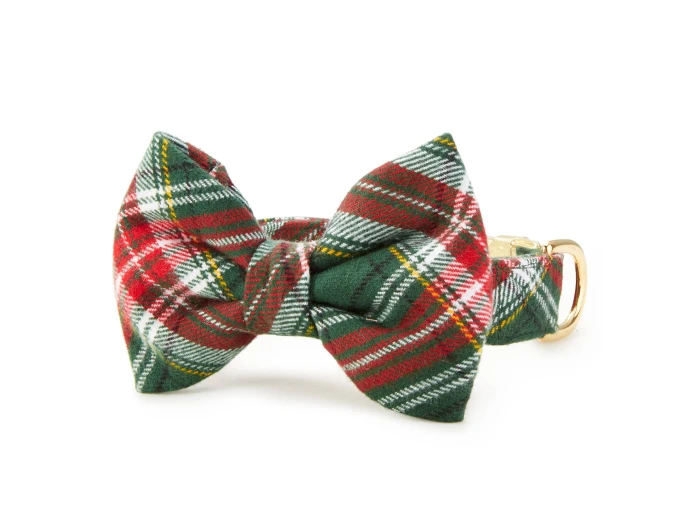 Holly Jolly Flannel Holiday Dog Bow Tie Large