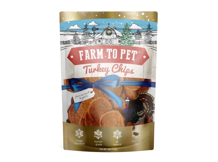 Holiday Turkey Chips Dog Treats (4 oz) Gold