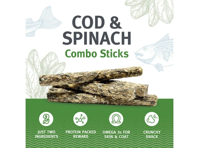 Icelandic Dog Cod & Spinach Combo Sticks 2oz.