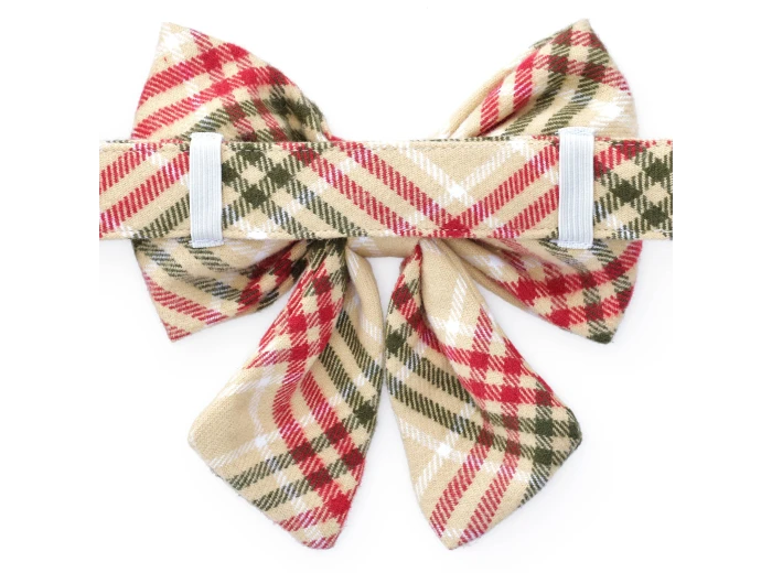 Eggnog Plaid Flannel Holiday Lady Dog Bow Large
