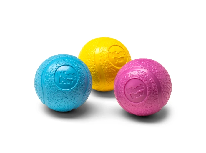 Boundr® 2-Pack Dog Toy Ball for Play, Chew, and Fetch Hot Pink Aqua