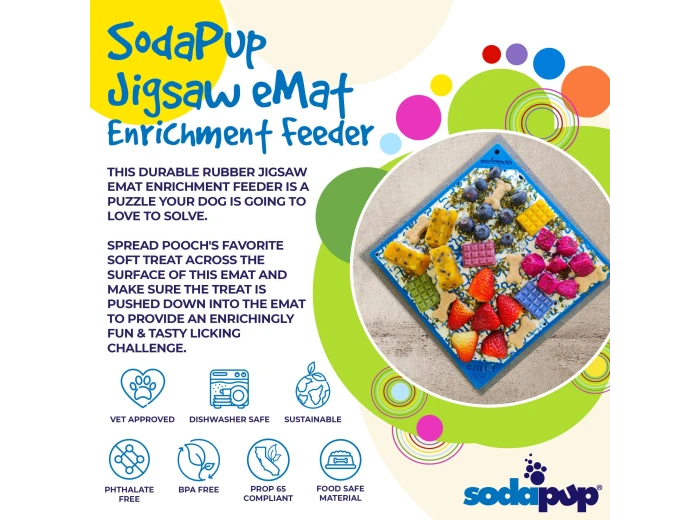 Jigsaw Design Emat Enrichment Licking Mat Blue