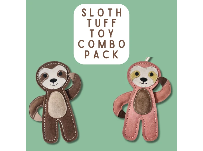 Tuff Toys Pet-friendly eco-sourced Sloth Dog Toy made of all Brown
