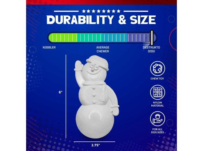 Snowman Ultra Durable Christmas Nylon Dog Chew