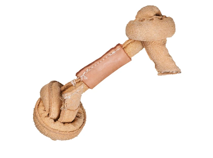 Huggle-Hide® Natural Leather Knotted Bone Dog Toy Medium