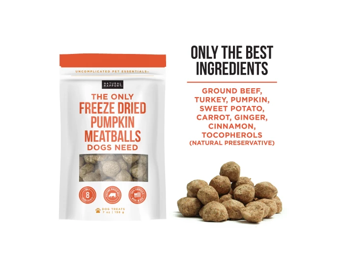 The Only Freeze Dried Pumpkin Meatballs Dogs Need 7 oz bag
