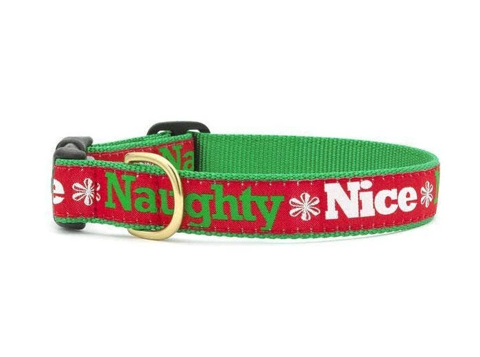 Naughty and Nice Christmas Holiday Dog Collar Wide