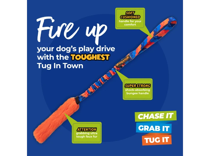 Bright Fauxtastic | Dog Tug Toy | Tug-E-Nuff Pink Pattern