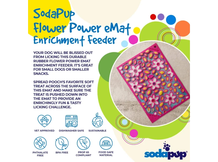 Flower Power Design eMat Enrichment Lick Mat - Pink small pink