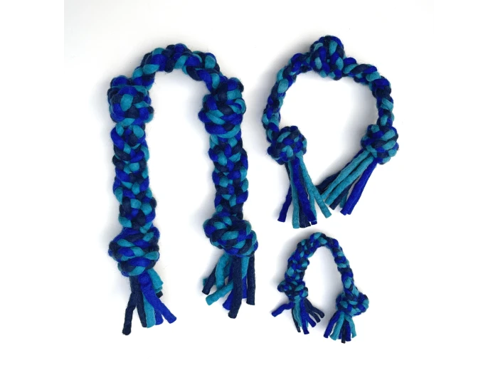 Dharma Dog Toy, Knotted Rope Pull, Blue/Turquoise 10"