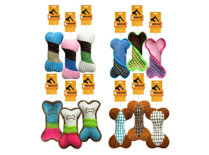 Squeaky Bone Shaped Dog Toys in Assorted Designs