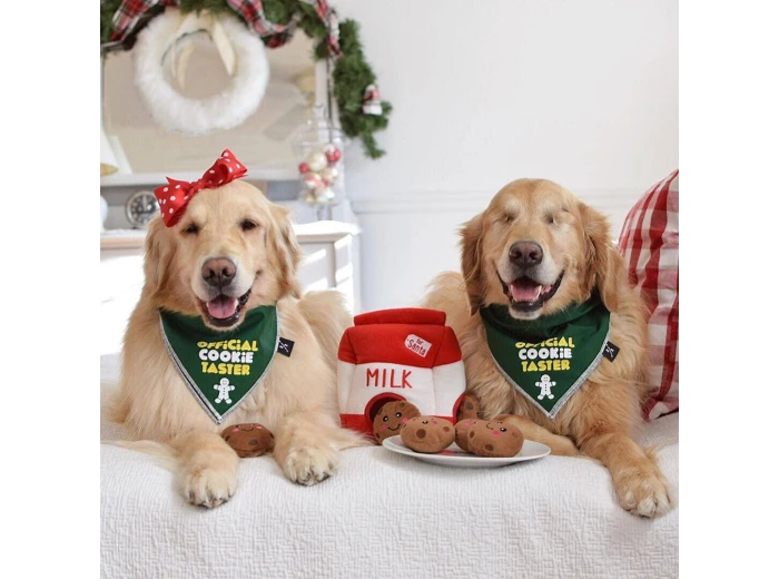 Holiday Zippy Burrow - Santa's Milk and Cookies - Christmas Dog Toy