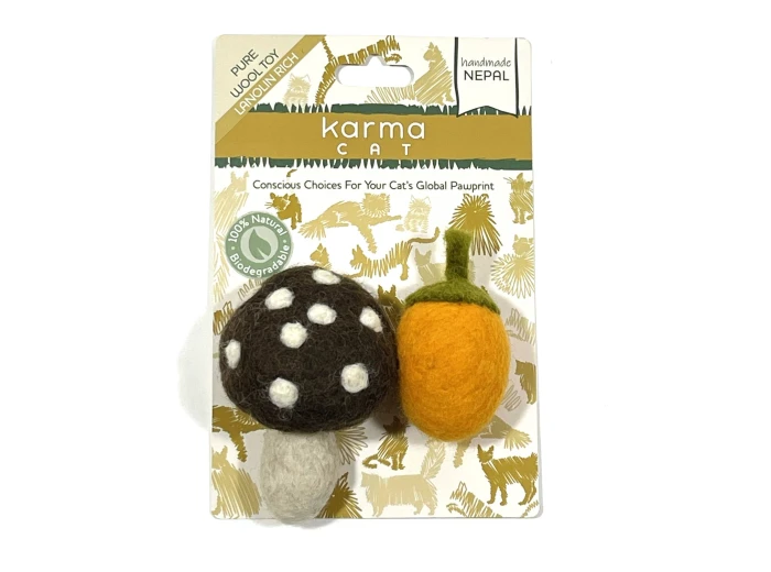 Cat Toy, Pack 2, Mushroom & Acorn