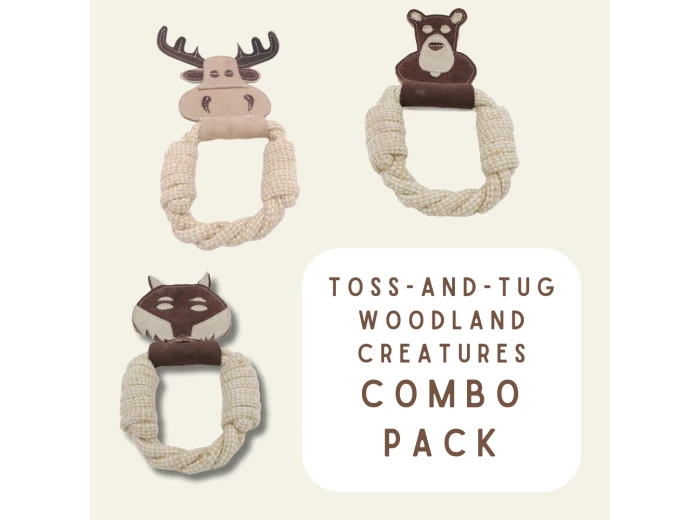All Natural, Triple Stitched Pet Tug Toy. Durable, pet-safe Combo