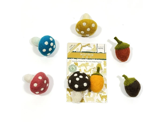 Cat Toy, Pack 2, Mushroom & Acorn