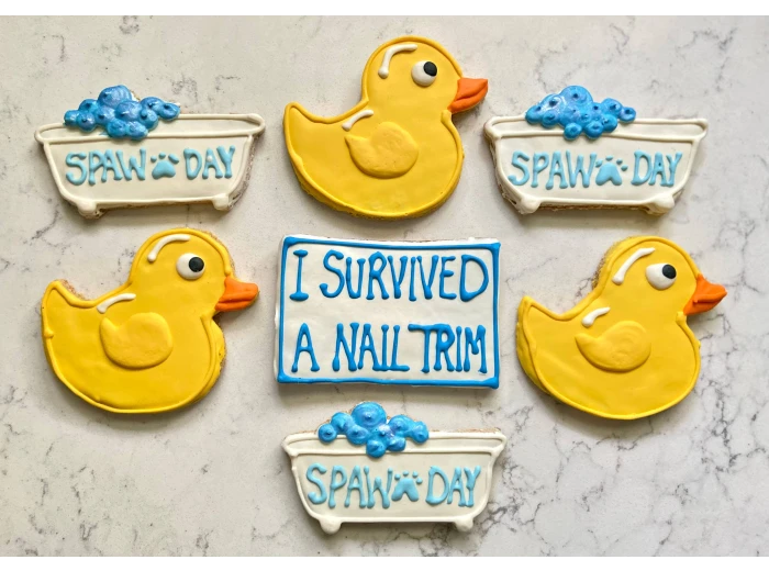 Spaw Day Cookies I Survived a Nail Trim Packaged