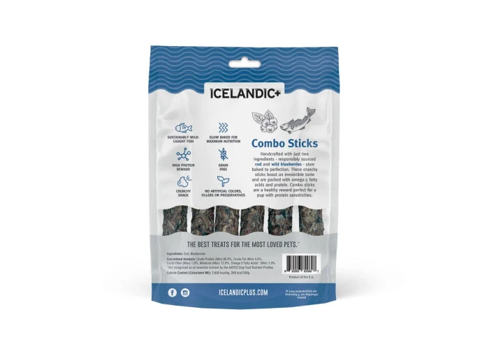 Icelandic Dog Cod & Blueberry Combo Sticks 2oz.