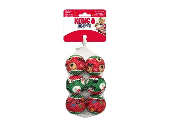 KONG Holiday SqueakAir® Balls 6-pk Sm