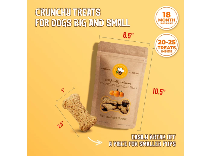 Organic Pumpkin Dog Treats | Pet Treats | Dog Treat Bag