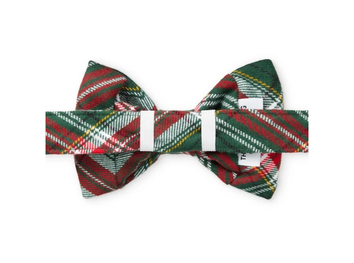 Holly Jolly Flannel Holiday Dog Bow Tie Large