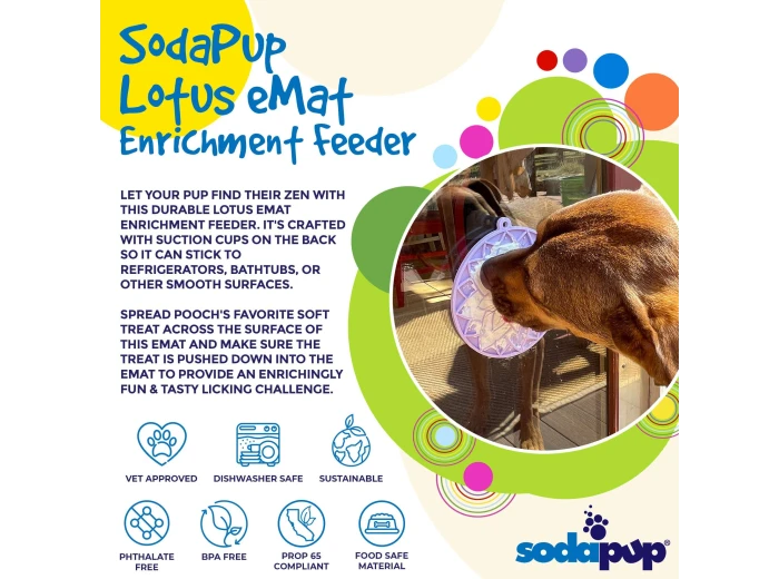 Lotus eMat Enrichment Lick Mat With Suction Cups Light Purple