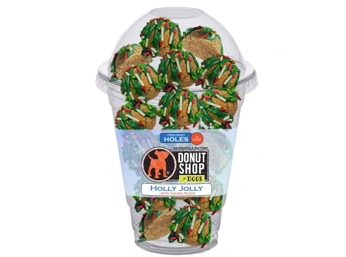 Donut Holes, Seasonal Holly Jolly Recipe Dog Treats 15ct - Case of 6