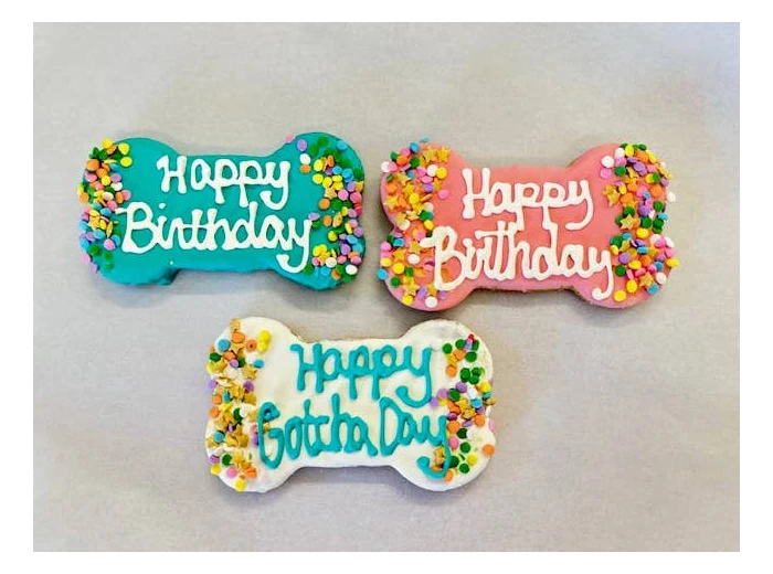 Happy Birthday Fido! Birthday Bone Pink 4.75