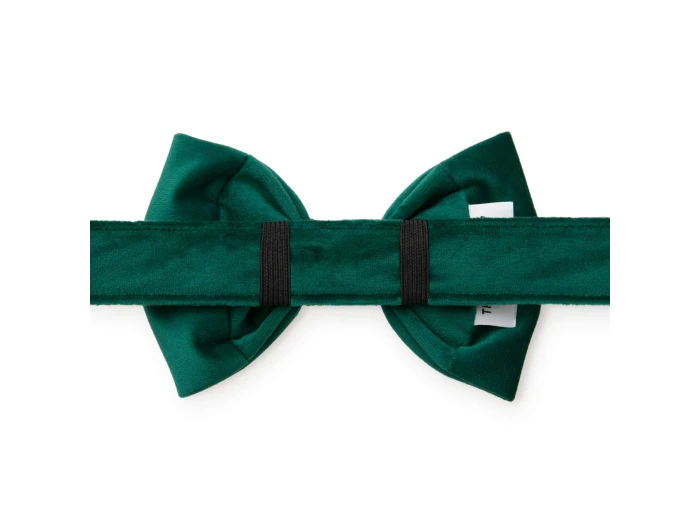Forest Green Velvet Holiday Dog Bow Tie Large