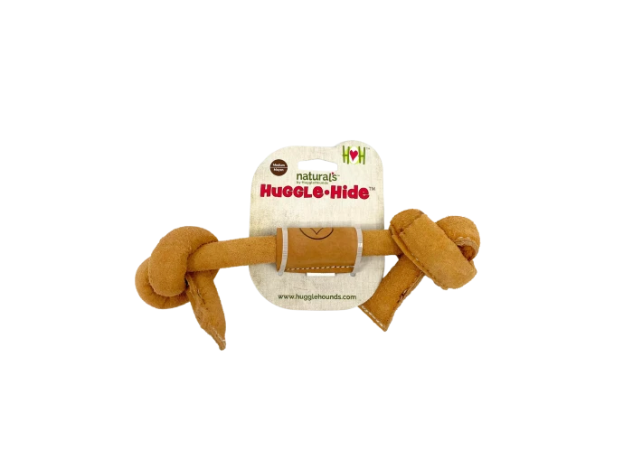 Huggle-Hide® Natural Leather Knotted Bone Dog Toy Small